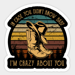 In Case You Didn't Know Baby I'm Crazy About You Cowboy Hat with Boot Sticker